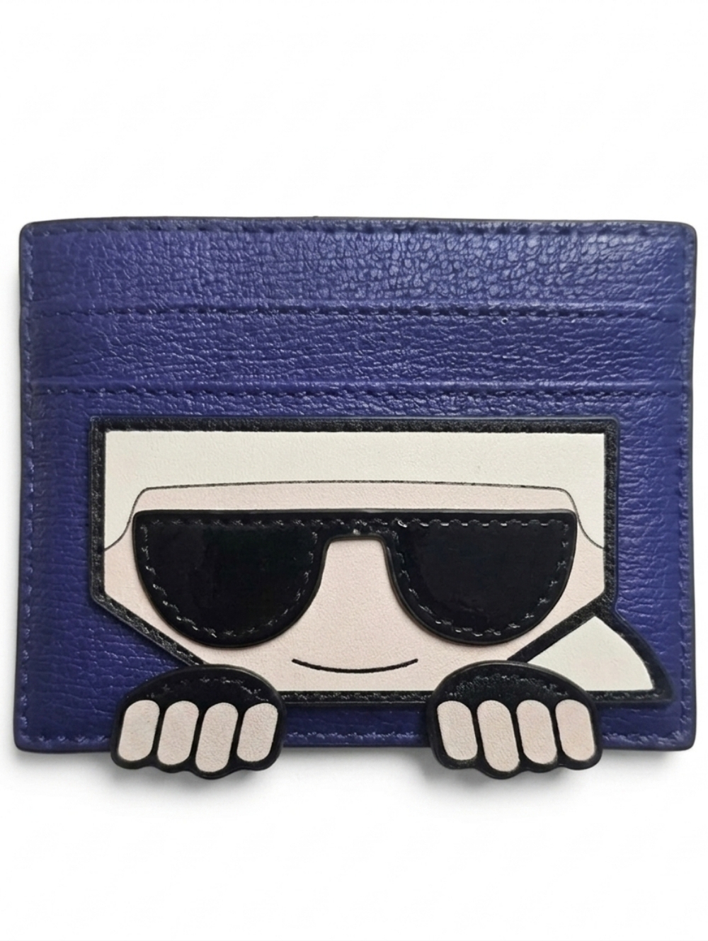 NWOT - KARL LAGERFELD Paris K/Ikonik Blue Leather Peek-A-Boo Card Holder